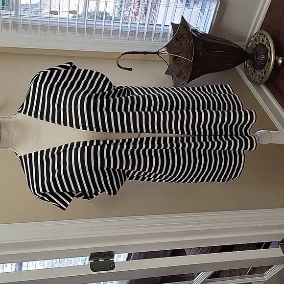 Nadine West Shiela Rose black white stripe open front top vest coverup 2XL NEW… - Picture 1 of 6